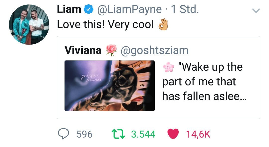 Liam quoted this Artwork with Zayns LOVE tattoo added to it and the @ of that acc is ziam. Also yesterday he liked a tweet with  #ziamreunion