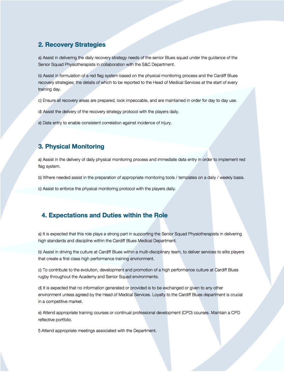 PhysioCardiff's tweet photo. **Plz RT** Exciting new role to join the @cardiff_blues medical team... Full-time Academy Physiotherapist - Deadline 30th April 2018 #CardiffBlues #Physio https://t.co/277EdvOEML