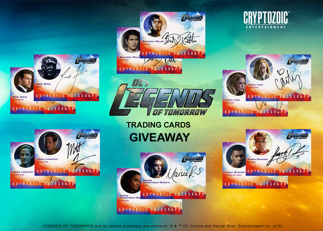 Cryptozoic's tweet photo. ENTER TO WIN Autograph Cards in our DC's Legends of Tomorrow Launch #Giveaway! Check out the prize list and enter! https://t.co/3Penh2dMgZ https://t.co/7QSpO6a0Ii