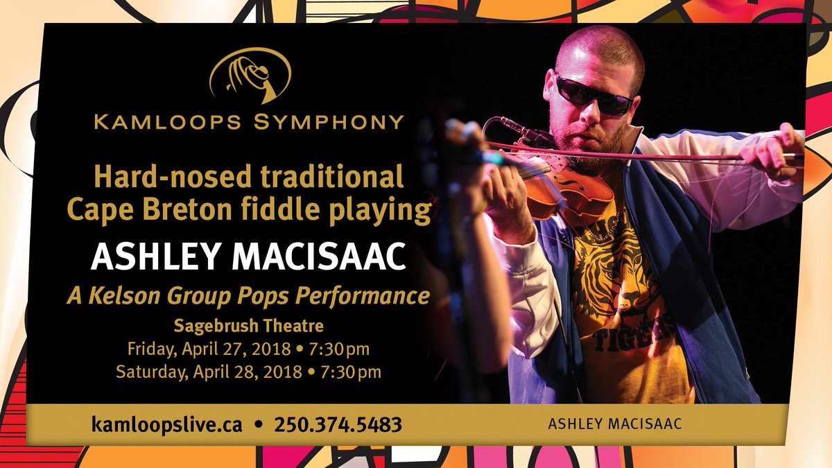 KamSymphony's tweet image. Tickets for both the Friday and Saturday shows of our concert with #AshleyMacIsaac are nearly gone, buy yours now before they sell out! tickets.kamloopslive.com #Kamloops #LiveMusic #KamloopsSymphony
