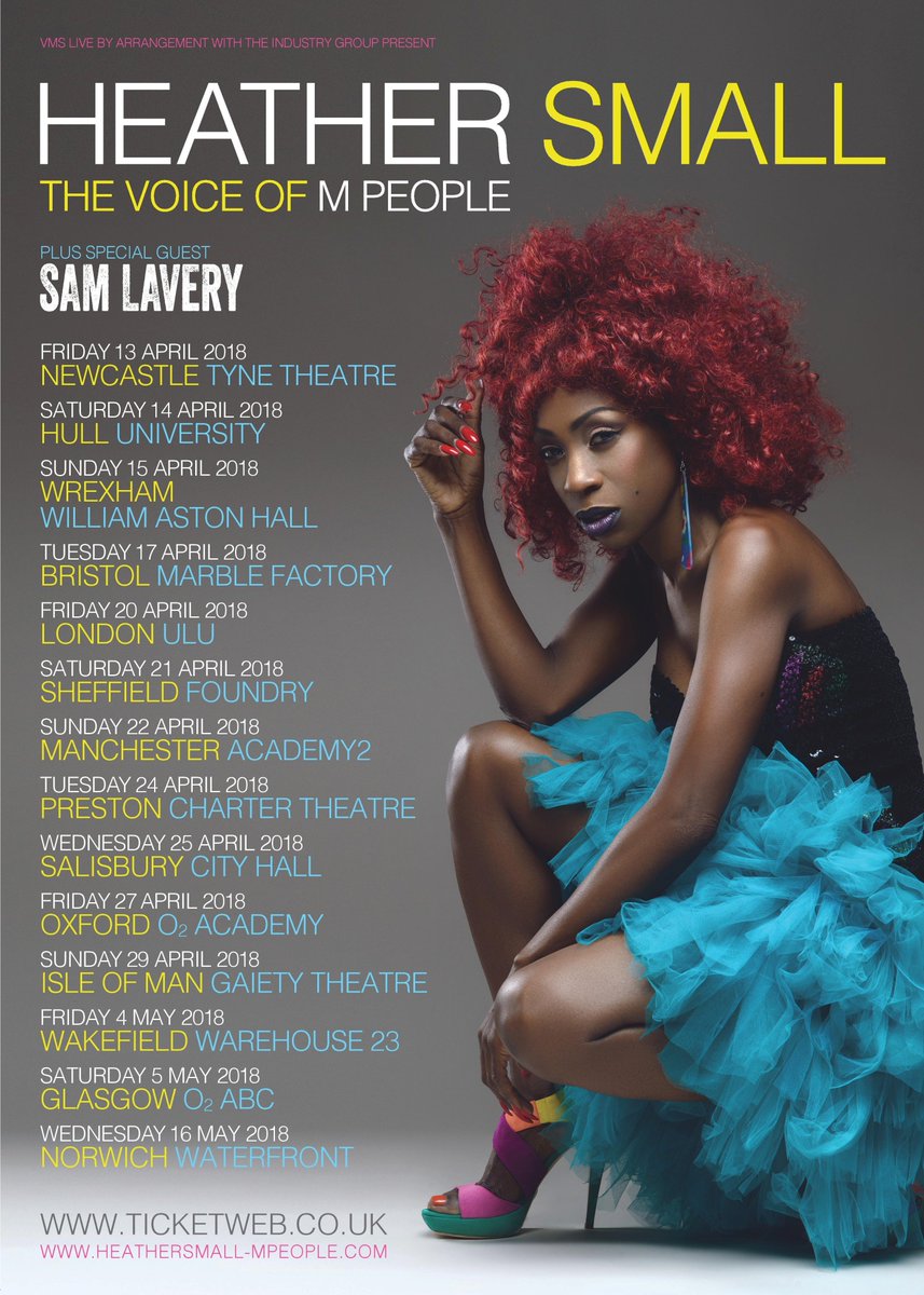 MPeopleHeatherS's tweet photo. Heather Small 2018 Tour
PRESTON | TUESDAY 24TH APRIL
Venue: @prestguildhall | Charter Theatre
Support: @SamLavery_
Tickets & more information: https://t.co/lfppT9ieHn
#HeatherSmall #Tour #SamLavery #Preston #CharterTheatre https://t.co/4Wl9p5Xv1Q