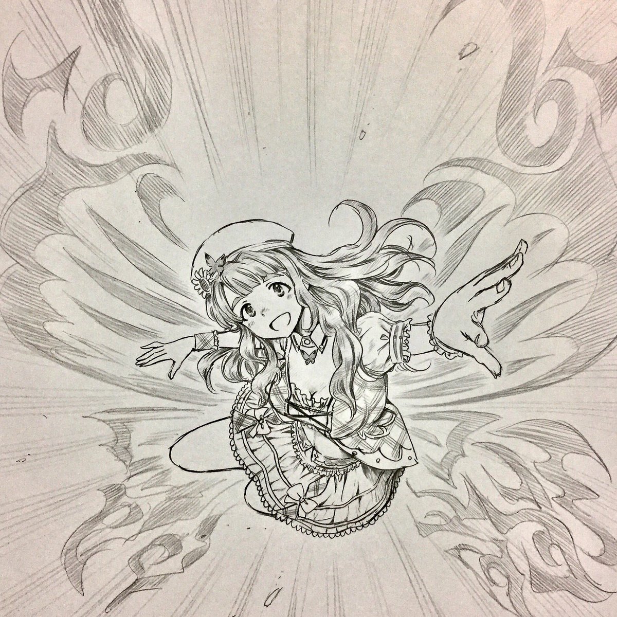 「ふわりずむ」って感じで描くぞーと思ってたのに後ろに描く蝶の選択を誤ったがためにRPGの中ボス感が出てしまったバースデー宮尾美也 