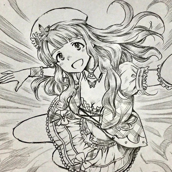 「ふわりずむ」って感じで描くぞーと思ってたのに後ろに描く蝶の選択を誤ったがためにRPGの中ボス感が出てしまったバースデー宮尾美也 