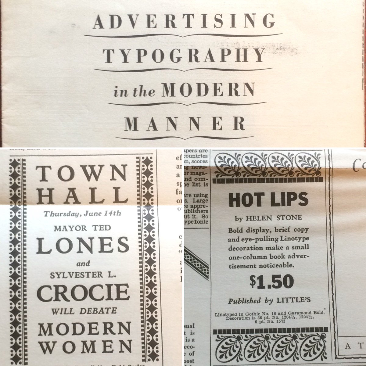 PrintersGuild's tweet photo. @realdougwilson Check out the spec layouts in this Linotype 1929 brochure. #linotype #letterpress https://t.co/dMpMGKnSuf