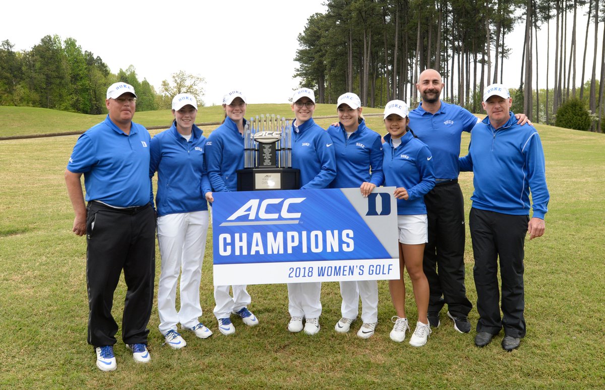 DukeWGOLF's tweet photo. Your 2️⃣0️⃣1️⃣8️⃣ #ACCWGolf Champions!  #GoDuke 

Back-to-Back &amp; 21st time in school history https://t.co/msQuXUAphR