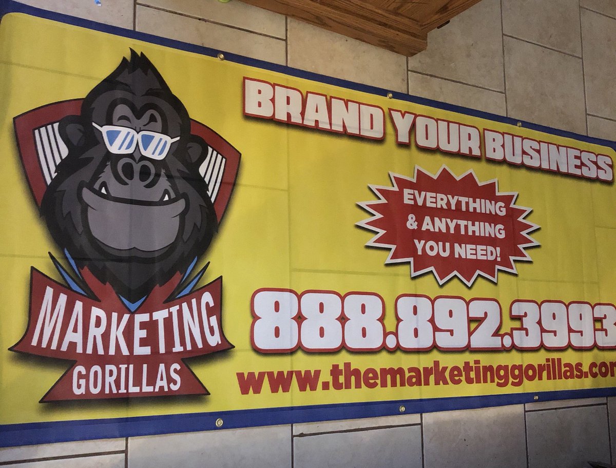 GorillasThe's tweet photo. Outdoor Mesh Banners on Sale! This 3’ x 7’ Banner is only $75 this month....call to get yours today!
#MarketingStrategy #marketing #Advertising #salestips #RealtorLife #realtors #EarthDay #marketingtips #tips #advertise https://t.co/mCwIHoYrJP