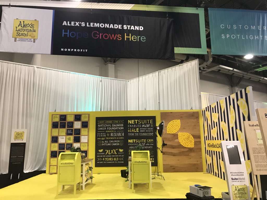 PamelaBJacob's tweet photo. Help #GiveBack2Alex @AlexsLemonade @NetSuite #SuiteWorld18! RT &amp; share https://t.co/QAEGgDJuxg