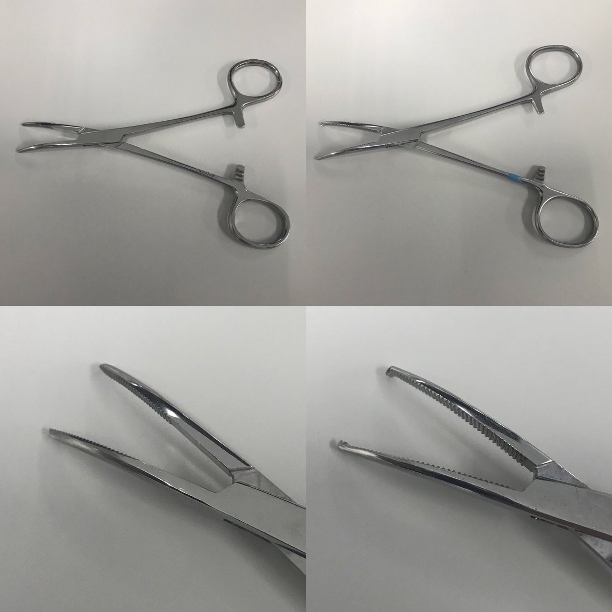 左がペアン、右がコッヘルです。 違いは先端に鈎(こう)=カギのような