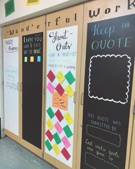 "I'm hoping transforming my cabinets into interactive positivity boards will help build confidence and spread sincerity," says T James Hunt. Might you create something similar?