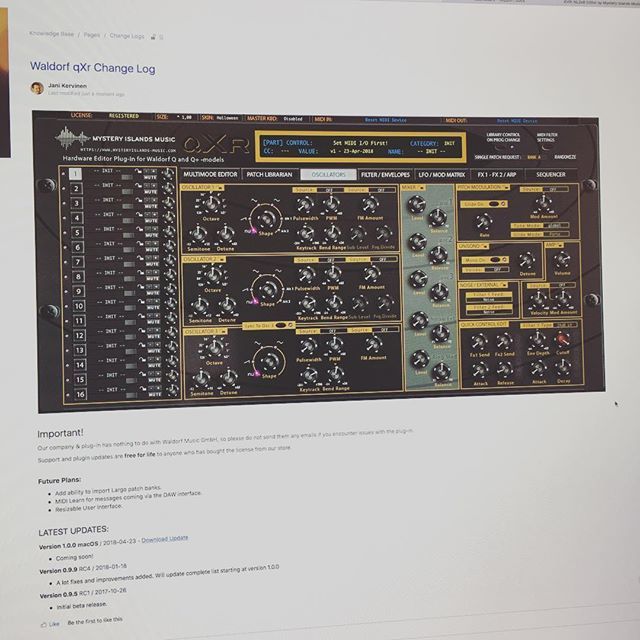 MysteryIslands's tweet photo. Waldorf #qxr editor and librarian plugin v1.0.0 for macOS users is available now! Going to wrap up windows release tomorrow and it is completed! :) midi clock added, sequencer added, a lot added and even more improved! Check it out! #waldorfsynth #waldor… https://t.co/hsWvERYCld https://t.co/lT0oumLbeg