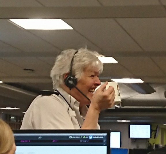 susie_999's tweet photo. Can't believe that after approx 150yrs* dedicated service @LisaPolice999 is hanging up her headset at the end of the shift. Still hoping that it's just a wind up and she'll be here bright and early when we're back off rest days on Saturday. 😝
* may not be accurate https://t.co/ars49jFeoI