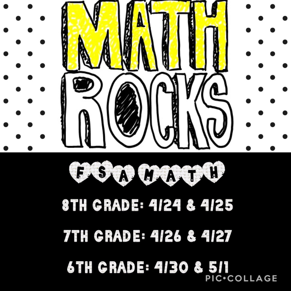 HomesteadMS's tweet image. It’s time for FSA MATH and we know you will continue to do your best! Don’t forget to be present, on-time and ready to display your excellence 😊 #124 #excellenceondisplay #fsamath #mathrocks @Dr_Contessa @MDCPSSouth @j_guilamo