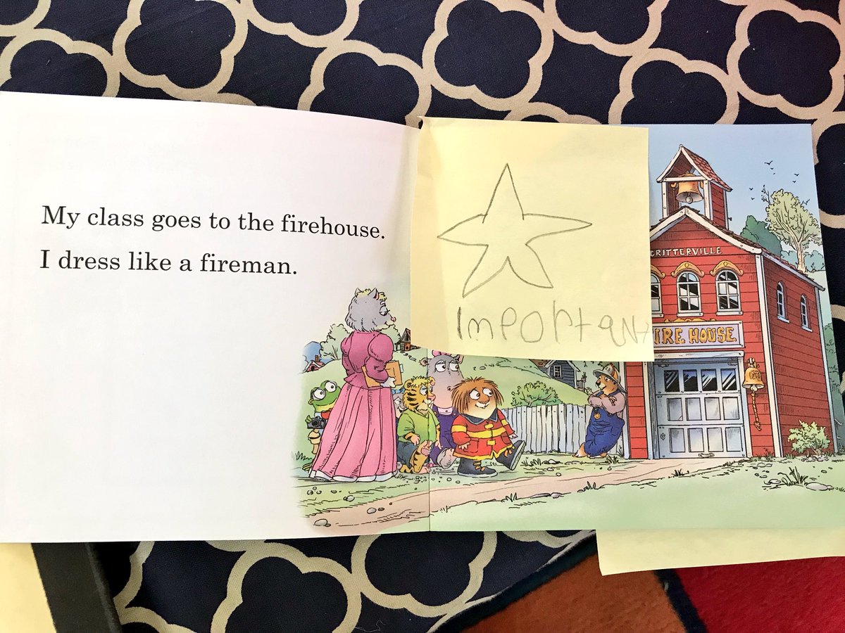 MissKimsKinders's tweet photo. Today in Reading Workshop we learned that readers capture their thinking and draw or write a note to help them remember. Then we shared the memorable, silly, sad or important parts with our partner. #WeLoveStickyNotes #AvidReaders @OakPrincipal https://t.co/K5umXuDZlM