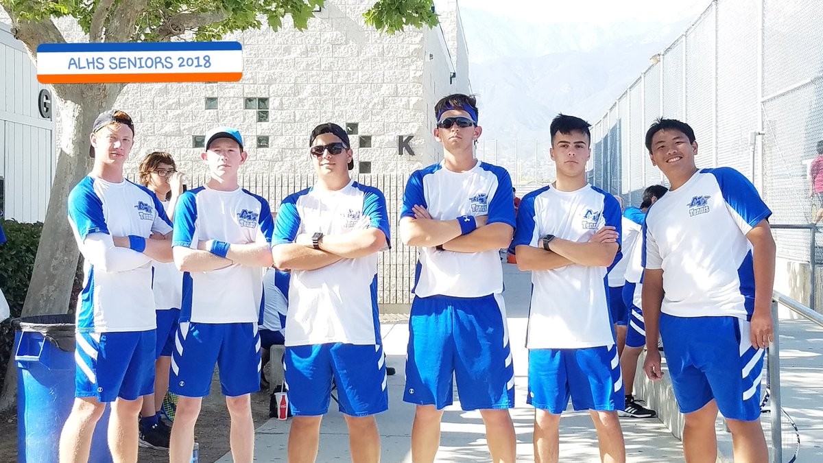 One last time (at home)! 🎾💙These Braves have had an amazing four years together! <a href="/AltaLomaHigh/">Principal</a> <a href="/sportsALHS/">ALHS SPORTS</a> #alhstennis #bravepride💙 #seniornight #imnotcryingyouare