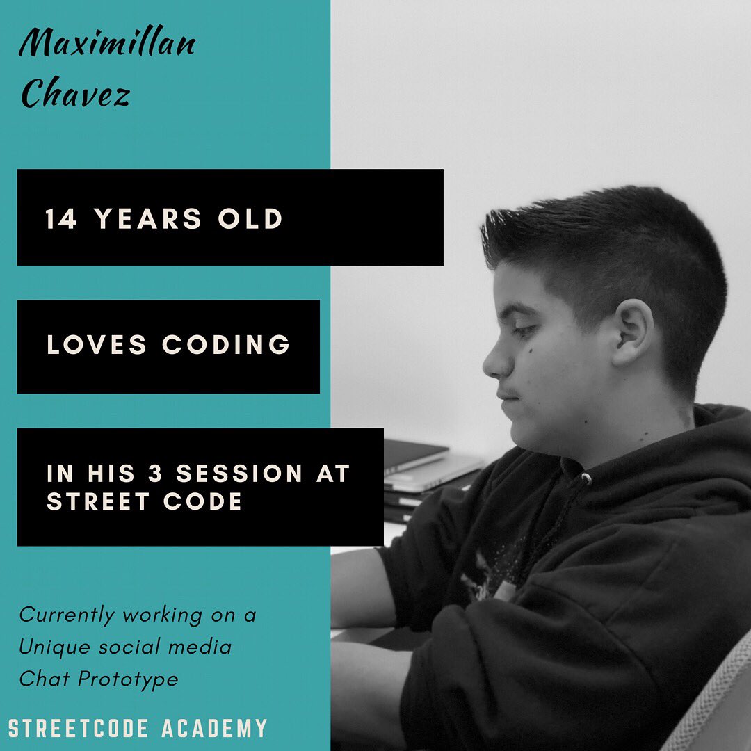 SCodeAcademy's tweet photo. We canโt wait to see what Max has planned for this 3rd session at StreetCode! #HackHustleDesign https://t.co/6NI7LPLyWO