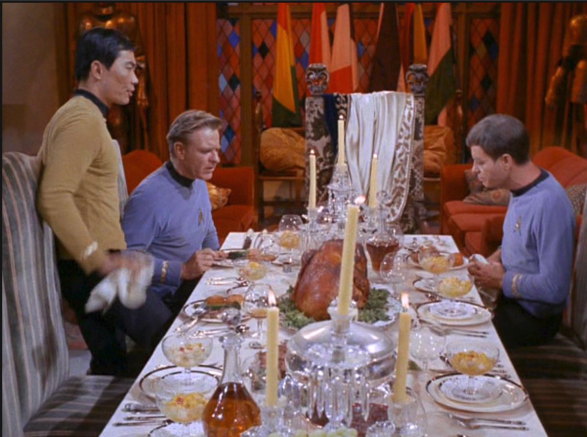 Image of Star Trek characters at a banquet.