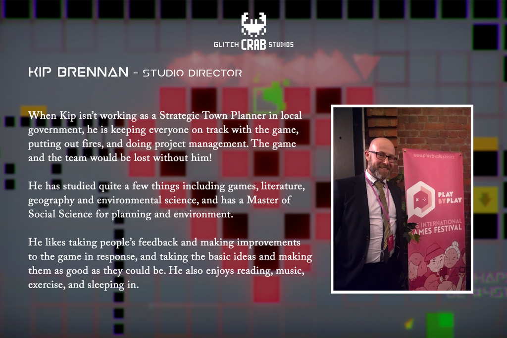 LVLsquared's tweet photo. 🌟Meet the team🌟
Kip Brennan is the Studio Director of Glitch Crab. You may have seen him at @playbyplayfest last week or at #IGDAM meetups. He keeps up a weekly #devblog!
🐦 @kipslife
📧 kip@glitchcrabstudios.com.au
💻 https://t.co/eNeQolhWch
#teammatetuesday #glitchcrab https://t.co/6w3vgQsdgh