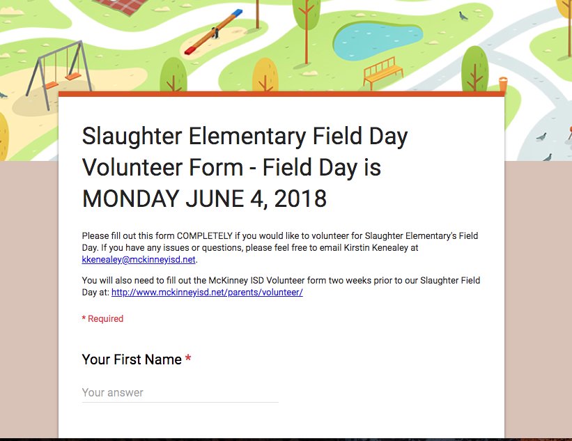 Calling all Volunteers! Field Day is MONDAY JUNE 4th and we need YOU! Please consider signing up to help make this Field Day the BEST one yet! Please follow the link and fill out the form to sign up. THANK YOU!

goo.gl/forms/OoHSMnhg…