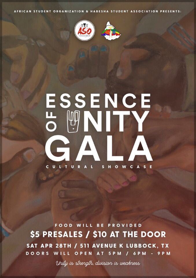 TTU_ASO's tweet photo. #EssenceOfUnity is a Cultural Showcase featuring several other cultures through varieties of exhibitions
April 28th Doors open at 5pm
$5 Presales
Letโs end this school year with greatness https://t.co/iWjFwKwxHp