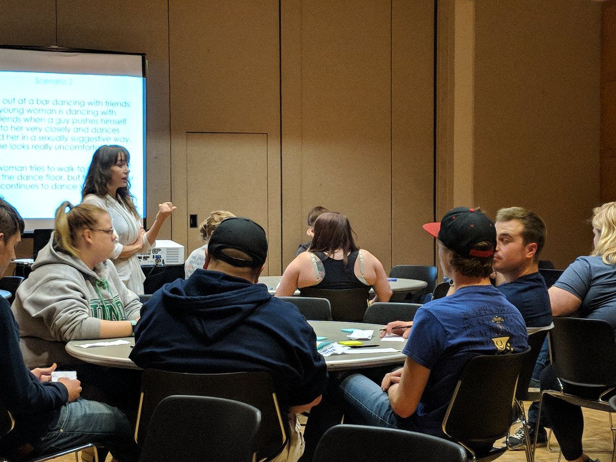 beckyboylejones's tweet photo. Thank you Dayna from @RACCFM for education about bystander intervention and combating sexual violence with #MSUMgreeklife @DeltaZetaMSUM &amp; @KappaSigmaMSUM https://t.co/Lw2W2XnKTh