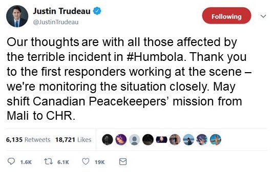PM Trudeau's concern over #Humbola crisis 2018.
Would Canadian helicopters help?
cc <a href="/UNHCRsimex2018/">UNHCR Simex 2018</a> <a href="/ngohomerSIMEX/">HOMER - SIMEX</a> <a href="/NGOLISA_SIMEX/">L.I.S.A.</a> 
@icrc_simex <a href="/MacGregorSusan/">Susan MacGregor</a>
