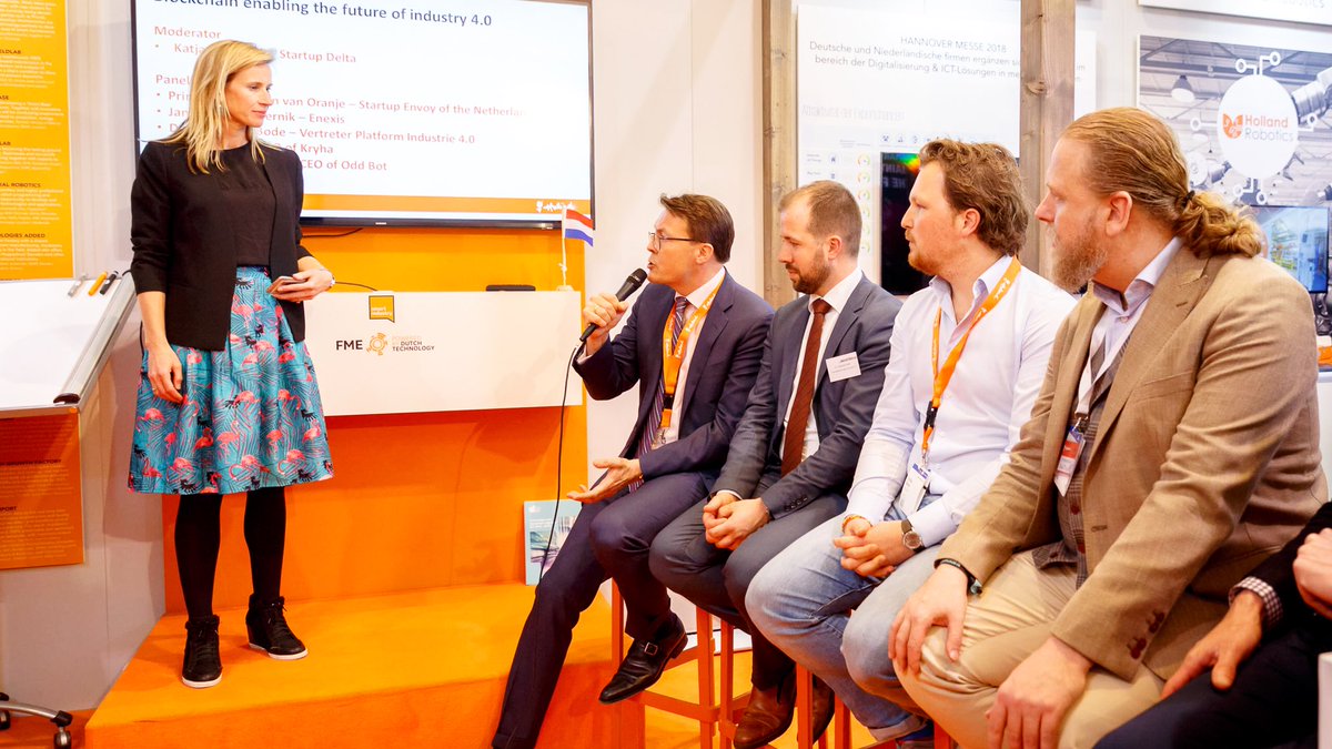 JP_Doomernik's tweet photo. Sharing thought and insight on the disruptiveness of blockchain on the @NLHannoverMesse as part of the @RVO_Nederland trademission. (@NLdigitaldelta ) #hnmcreate18 #dutchruption #HM18 https://t.co/IReyMaq4fB