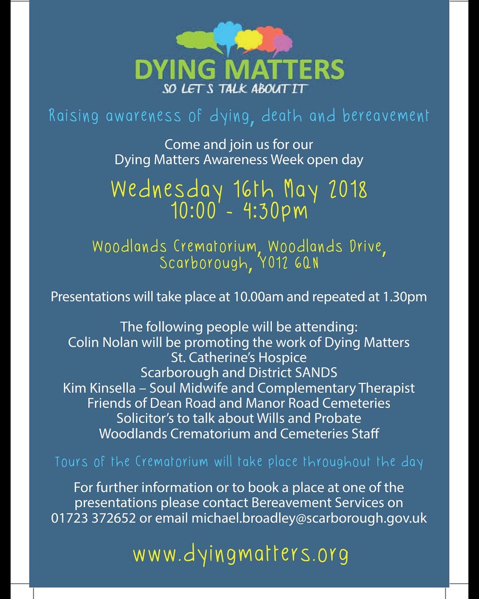 Productive start this week! Lovely meeting with Special Send Offs, and preparing for #dyingmatters @dyingmatters at Woodlands Crematorium, Scarborough. Come and join the conversation and take the taboo out of talking about #death and #funerals 
#letstalkaboutdeath #deathcafe