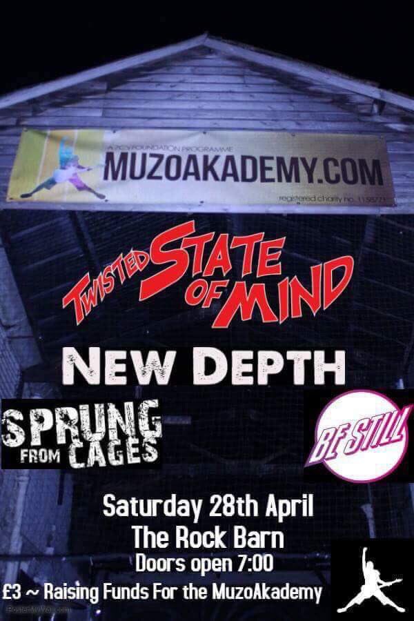 #tuesdaythoughts of a banging weekend! If you love #livemusic get planning for a night out with us at Rock Barn this Sat, 28.04.
<a href="/NewDepth_/">New Depth</a> <a href="/TwistedStateOM/">TwistedStateOfMind</a> <a href="/SprungFromCages/">Sprung From Cages</a> <a href="/BeStillOx/">Be Still</a> Raising money for <a href="/7CsFoundation/">7 C's Foundation</a>  and <a href="/muzoakademy/">MuzoAkademy</a>