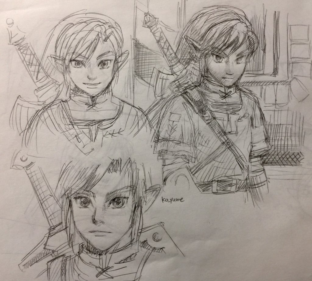 トワプリリンク、ブレワイ落書き。トワリンの造形が好きすぎてあのまま写し取りたくて…。ブレワイの背景が素晴らしすぎてそのまま写し取りたくて…。って同じことずっとやってるのか…(;'ρ`)    #リンク 