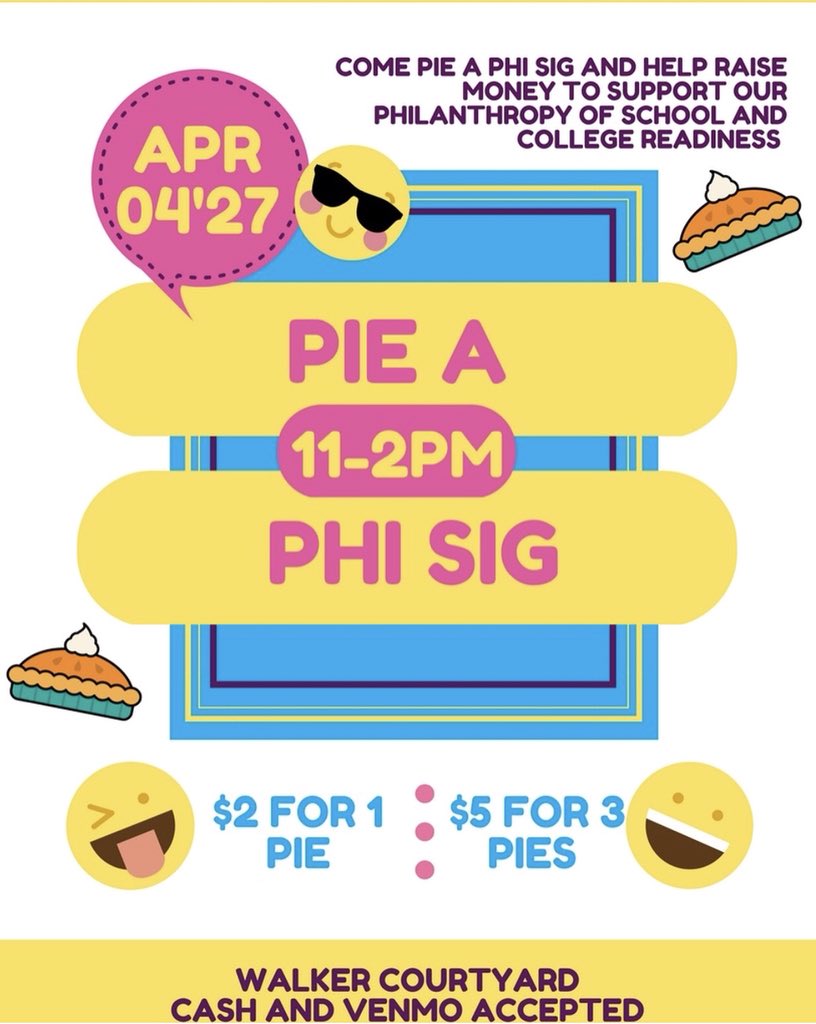 LinfieldFSL's tweet photo. One philanthropy event not enough for ya?? 😀 @PhiSigmaSigmaLC is putting on ANOTHER philo event this Friday - Pie A Phi Sig! All proceeds help support school & college readiness through the Phi Sigma Sigma Foundation #LinfieldFSL #LinfieldPanhellenic https://t.co/v0KBwVG4XL