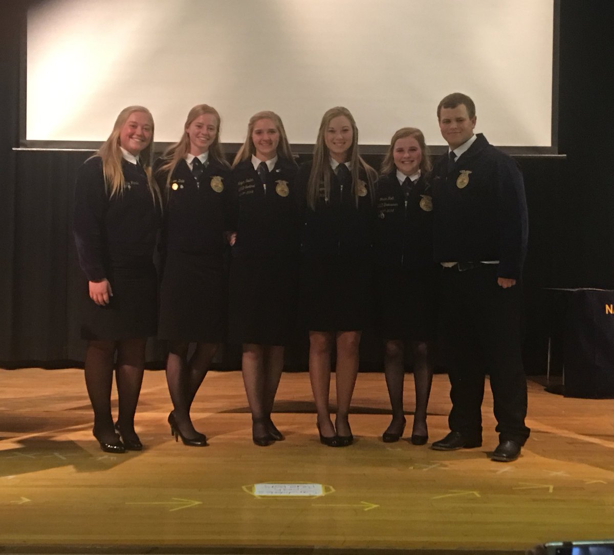 swdffa's tweet photo. Congratulations to the new 2018-2019 Southwest Kansas FFA District Officer Team that was elected in Tribune tonight! 
President- Maddie Martin 
Vice President: Allison Dale 
Secretary: Megan Newlon 
Treasure: Kailie Martin
Reporter: Grace Roth 
Sentinel: Kris Wagner https://t.co/lL0S2qiEig