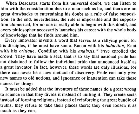 It's remarkable how Maistre essentially refuted all of modern philosophy in just three paragraphs. You can read entire books without the value of a single one of his pages.