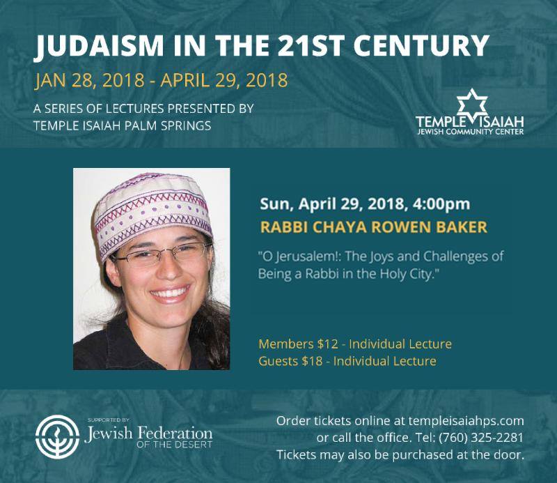 PS_TempleIsaiah's tweet photo. Join us this Sunday for a captivating lecture with Rabbi Chaya Rowen Baker: "O Jerusalem!: The Joys and Challenges of Being a Rabbi in the Holy City."

This lecture is part of the Judaism In The 21st Century series.
https://t.co/U6Zk0LEt36 https://t.co/9965yLaJqB