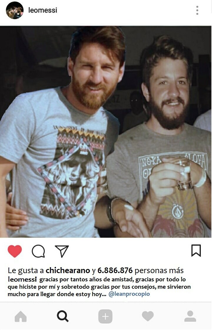 SCDLigorna's tweet photo. #Messi subió una foto con L. Procopio (@LeandroProcopi1) y despejó los rumores que lo vinculaban a una supuesta pelea por haber copiado su aspecto físico. https://t.co/uuElIKtwUE