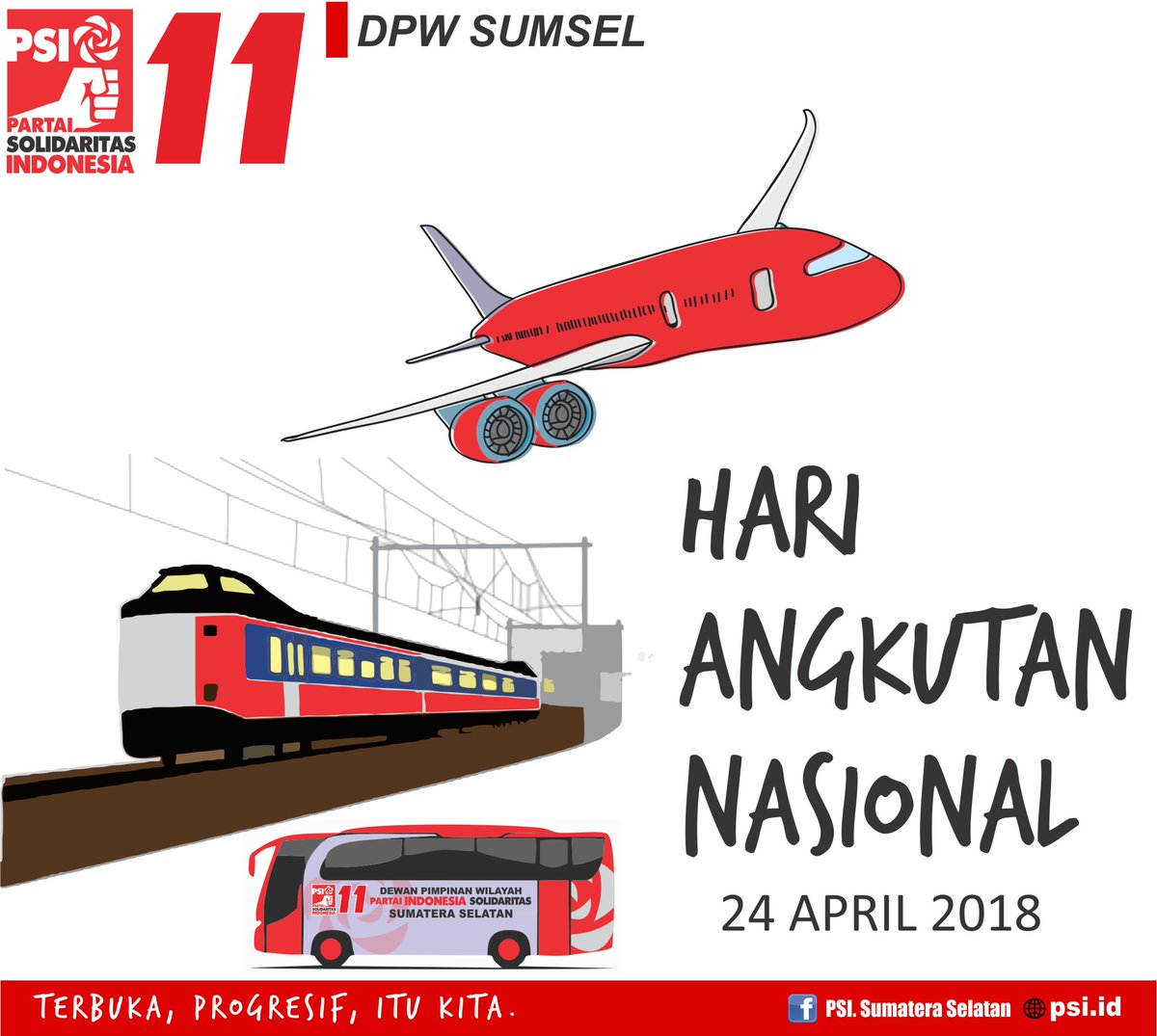PSISUMSEL's tweet photo. Selamat Hari Angkutan Nasional 2018 
mari kita jaga dan ciptakan keamanan dan keselamatan, baik angkutan umum ataupun transportasi lain di Indonesia khususnya Provinsi Sumatera Selatan. 
bro dan sis, apa nih yang harus diperbaiki angkutan yang ada di kota mu ? https://t.co/ilFifqh1ki