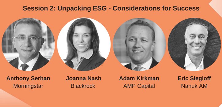 We are excited to announce the ESG panel at the Responsible Investment half-day Conference on 31 May. It includes <a href="/AnthonySerhan/">Anthony Serhan</a> of <a href="/MorningstarInc/">Morningstar, Inc.</a>, Joanna Nash from @blackrock, Adam Kirkman from @AMPCapital and Eric Siegloff from Nanuk AM. Register here bit.ly/2Fbob7r
