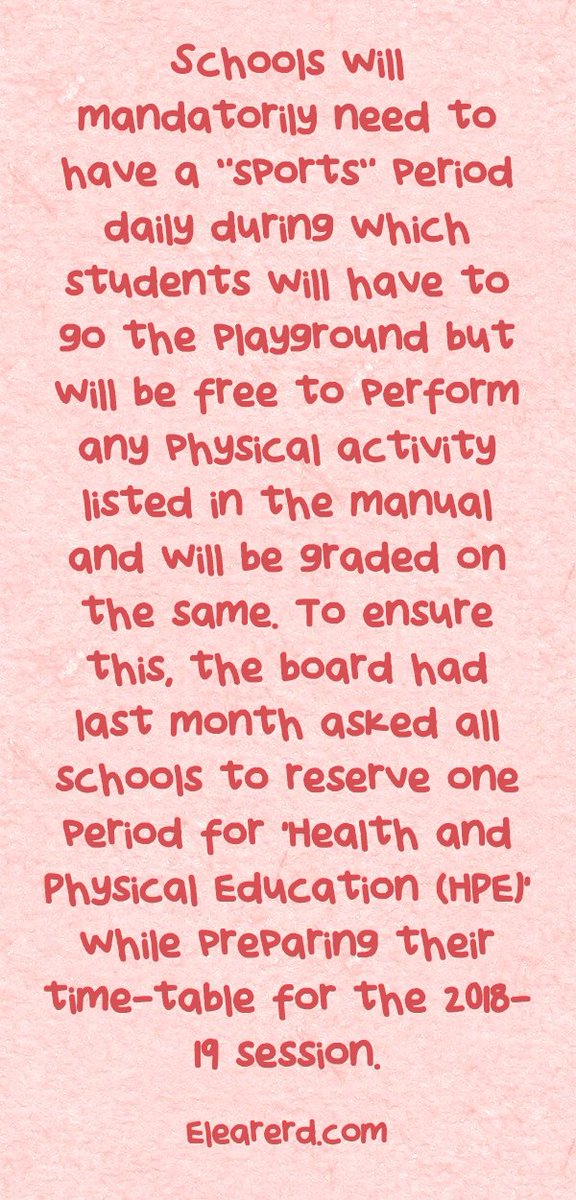 elearnerd's tweet image. CBSE changes curriculum, now Health and Physical Education mandatory from Class 9 to 12. These are the rules.#cbse #CBSEBoard  #CBSE  #STUDENTS  #CLASS #REVIEW #EDUCATION #HPE #cbseboardexams #HealthAndPhysicalEducation #Elearnerd