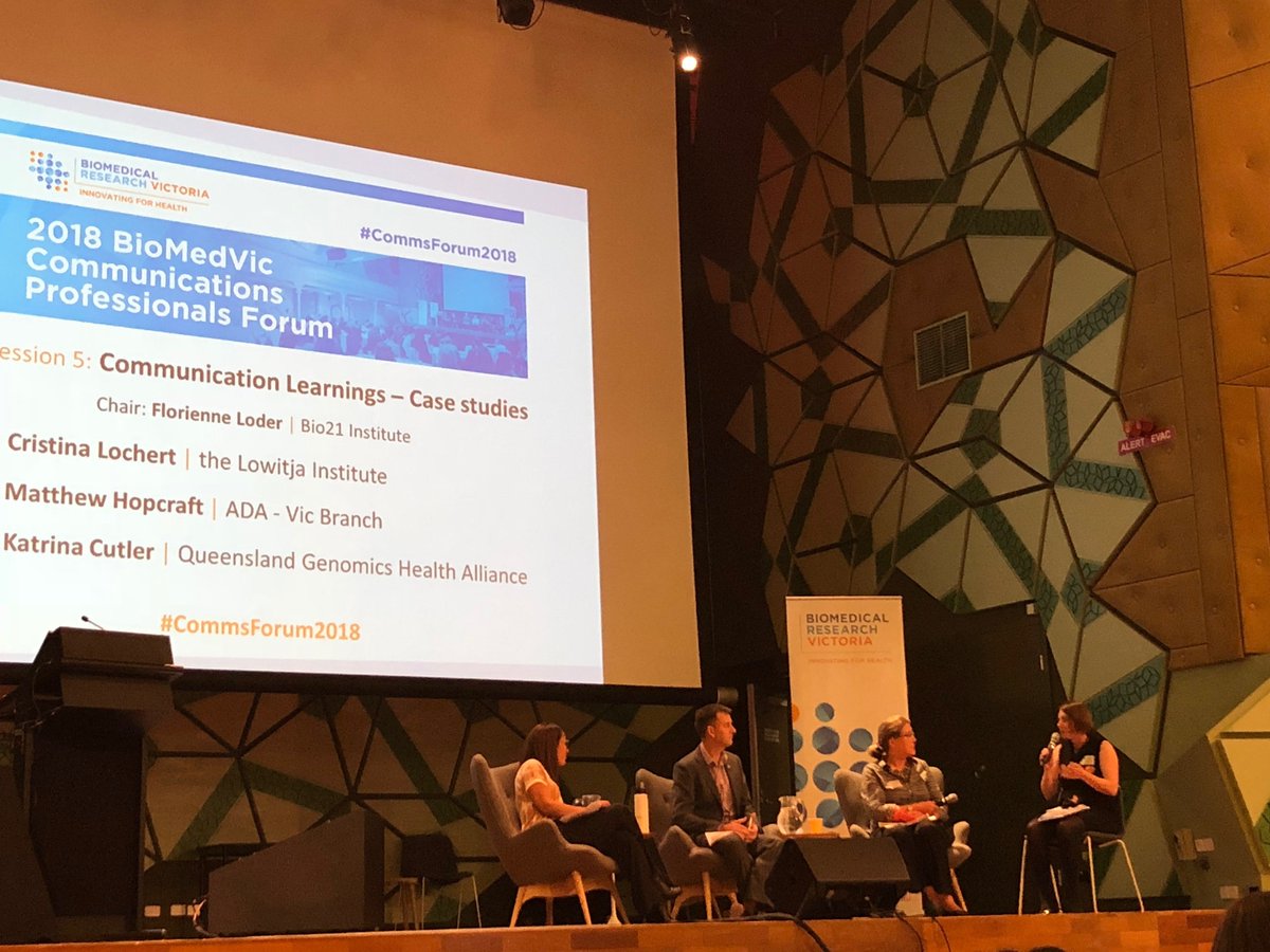 QLDgenomics's tweet photo. QGHA Communications and Engagement Manager, Katrina Cutler, presenting at the 2018 @BioMedVic Communications Professionals Forum today in Melbourne. Great work, Kat! #CommsForum2018 https://t.co/art008D4zG