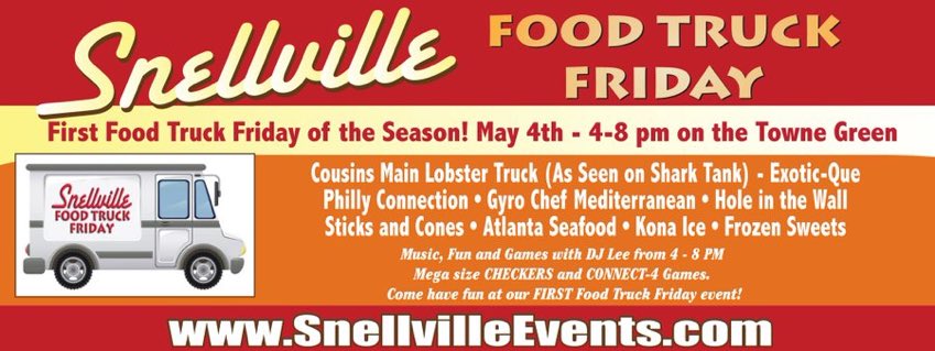 KellyMacSTAT's tweet image. Snellville Food Truck Friday          May 4th from 4-8 PM                                            Music, Fun and Games with DJ Lee