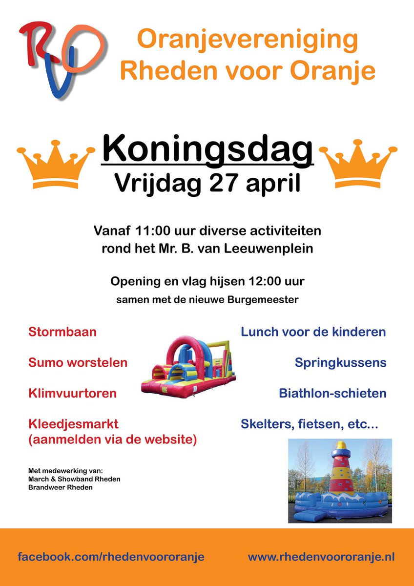 Koningsdag in #Rheden. RvO kan Vrijwilligers goed gebruiken. rhedenvoororanje.nl