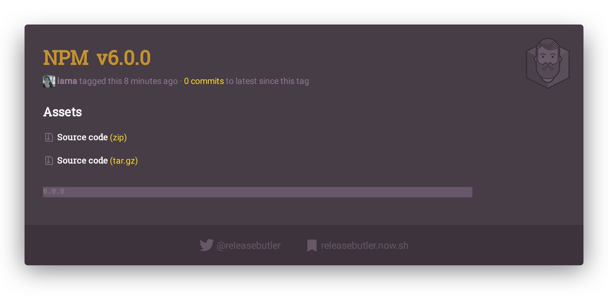 releasebutler's tweet image. 🔥 New NPM Release 🚀
  
📦 v6.0.0 
🏛 MAJOR RELEASE 🎉🎉🎉

🏷️ #npm #node #packagemanager #release #changelog #releasebutler

🔗 github.com/npm/npm/releas…