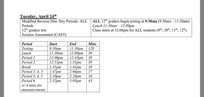 HERE IS TOMORROWS BELL SCHEDULE! BE ON TIME OR AT LEAST GET A PURPLE PASS!!