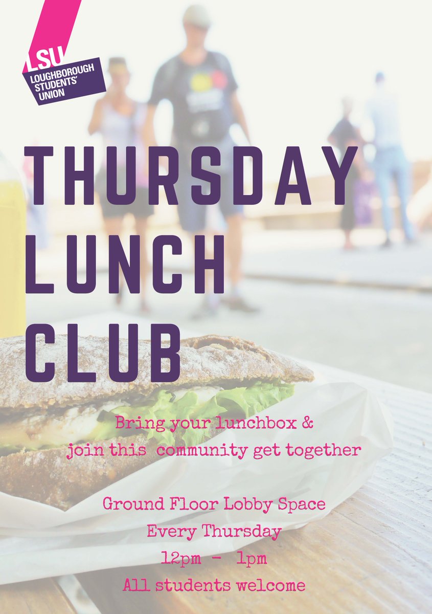 LSULondon's tweet photo. Dont forget to bring your lunch for tomorrows lunch club #ThursdayLunchClub 
Ground Floor space @lborolondon  
12pm https://t.co/2URLur0Dqj