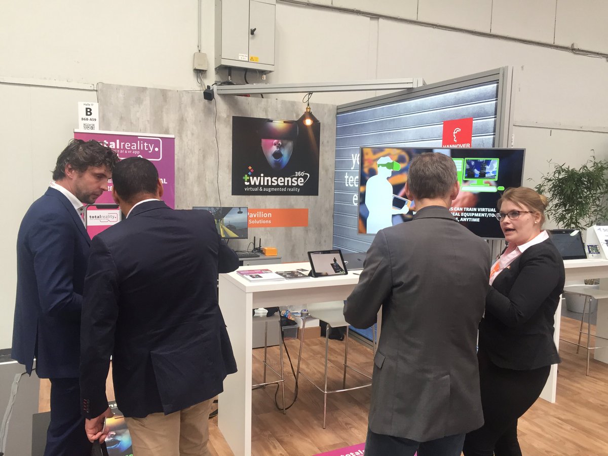 NLHannoverMesse's tweet photo. .@Twinsense_ at #HM18 Holland Startup Pavilion promoting your complete augmented &amp; virtual reality app! https://t.co/9G40kd4fdB, Hall 17 Stand B61 #NLHannoverMesse @StartupDelta https://t.co/L6jiI3Ll4Q