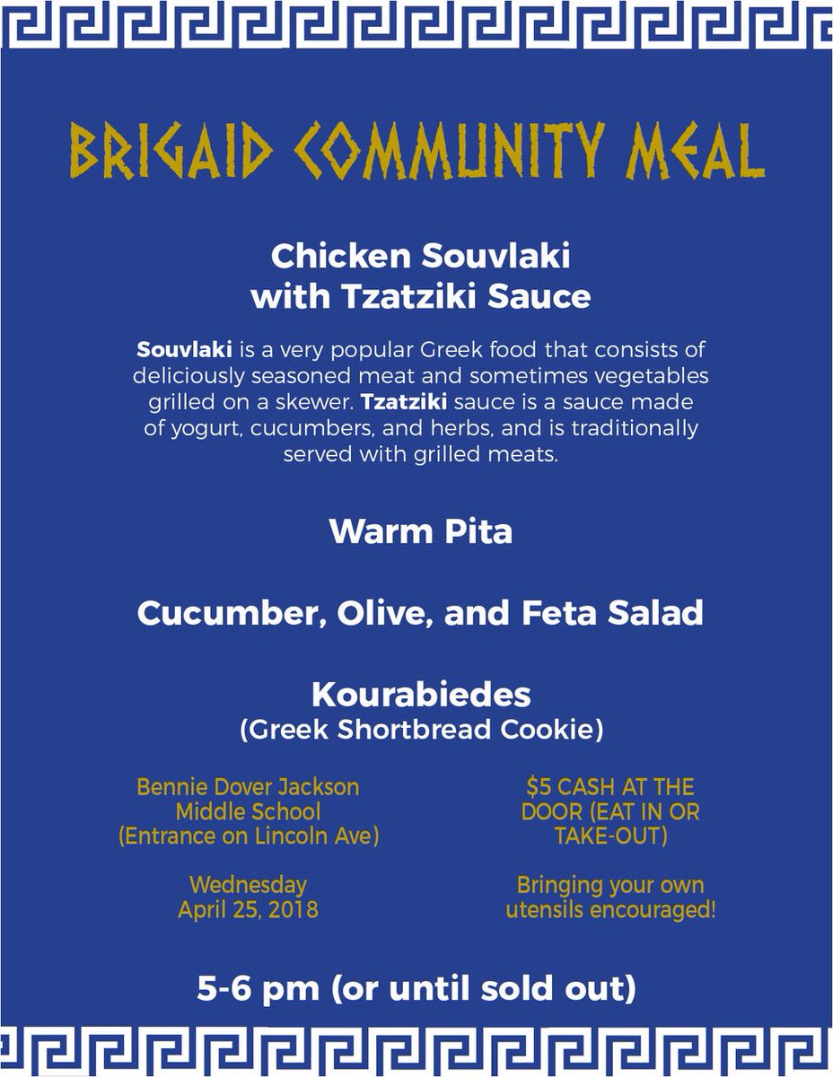 This week's Community Dinner at Bennie Dover.