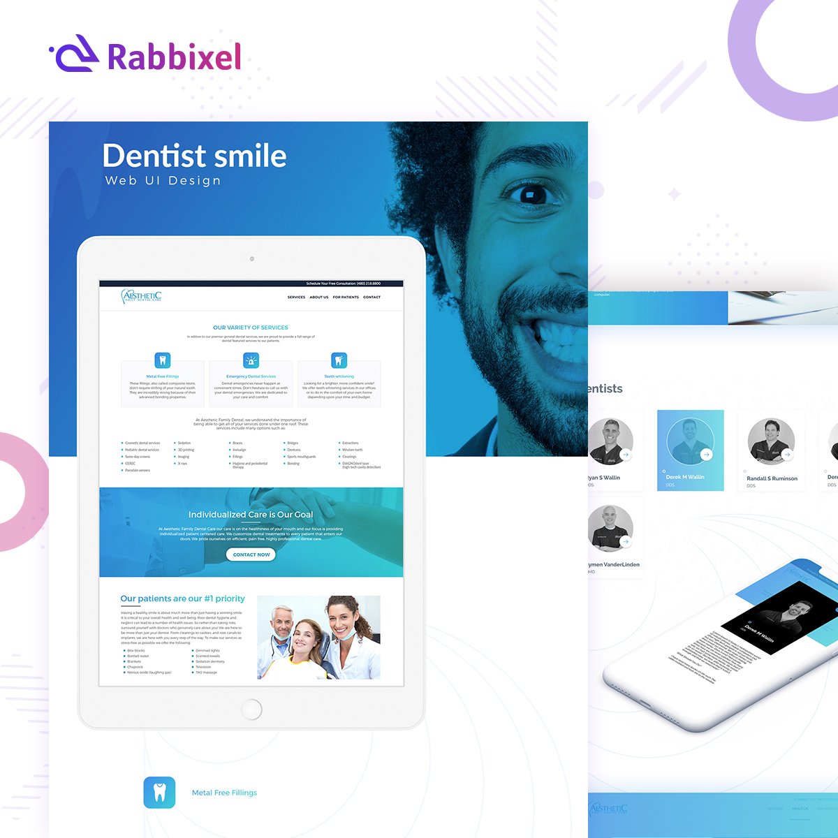 rabbixel's tweet photo. Web UI design for Dentist Smile. Check out the full project here :)
https://t.co/QcecjFyxu1 
#OurWork #dentistsmile #uidesign #UI #design #rabbixel #graphicdesign #webdesign #doctor #dentist #smile #websitedesign #landingpage #icons #designinspiration #designlife #tuesdaythoughts https://t.co/to4WliNcSe