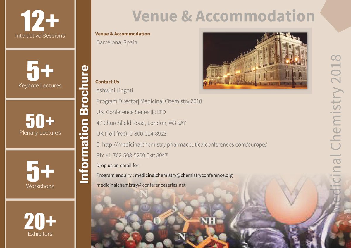 conferenceserie's tweet image. 10th World Congress on #Medicinal_Chemistry &amp;amp; #Drug_Design
June 14-15, 2018 Barcelona, Spain #TuesdayThoughts 
URL: …emistry.pharmaceuticalconferences.com/europe/