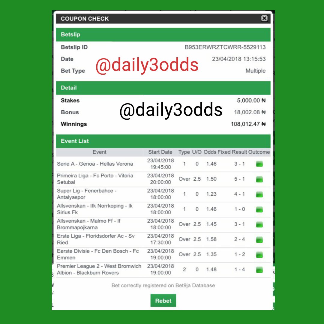 azamanny123's tweet photo. #SPORTSBETTING IS A SERIOUS SIDE HUSTLE! 🙌 

Please find attached my yesterday's WINNINGs as inspired by one of my boys named 'A Bobo' whom I taught #sportsbetting work. He also showed me his #Bet9ja account that's now worth ₦125kplus! 😘 💃

Pls RT if u want his game today! 👍 https://t.co/RdyODHo7mq