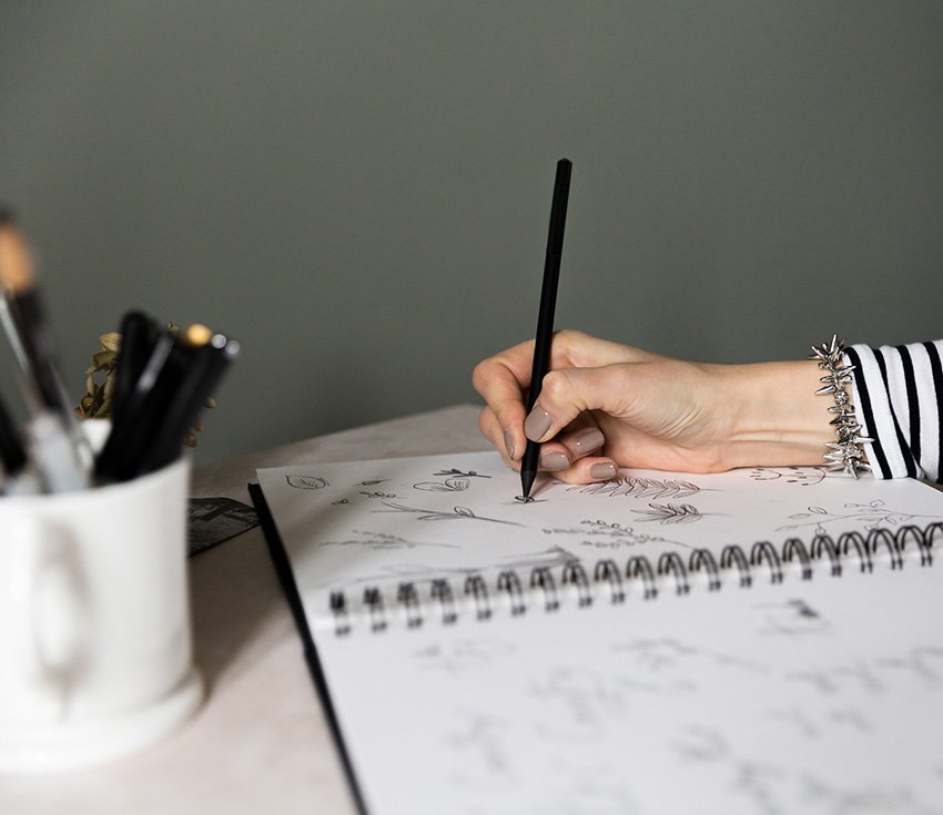 PamPageLooker's tweet photo. It's a day of drawing for me! I'm working on a completely hand crafted identity for a talented business owner – shame the light is so poor. Here's hoping for a productive day. What's on your to do list? https://t.co/t9OrjxwSav