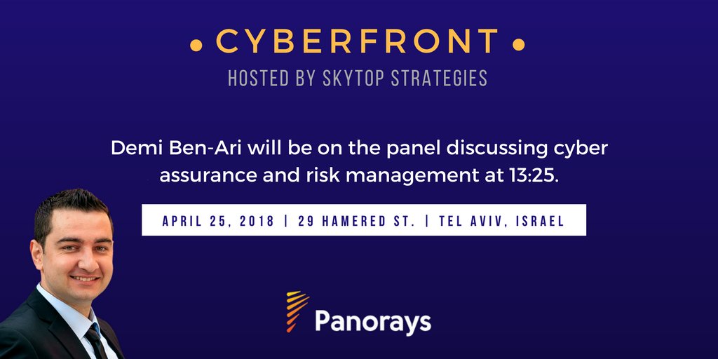 panorays's tweet photo. @demibenari, VP R&D and Co-Founder at Panorays, will be at the CyberFront Conference (hosted by @SkytopStrat) tomorrow. If you're in the area, come say hi! #CyberSecurity #ThirdParty #CyberRisk https://t.co/YuvPhphrwl